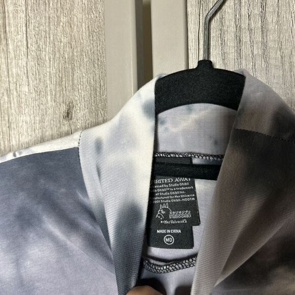 Spirited Away Mini Dress Tie Dye High Neck Gray Goth Cotton Long Sleeves Size M - Picture 4 of 7
